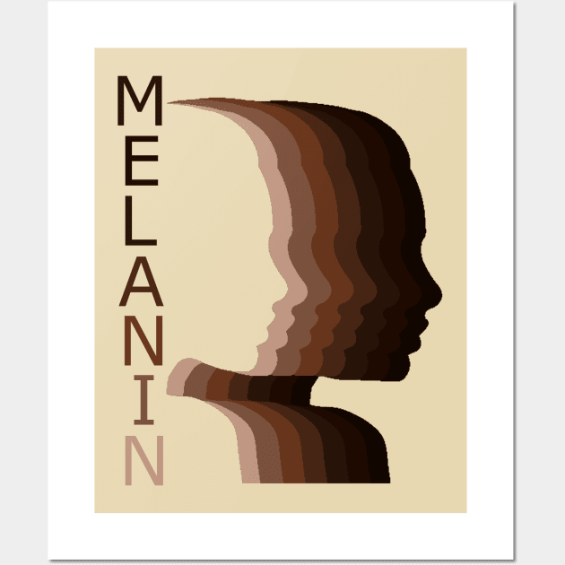 Melanin Skin Tone Different Shades of Melanin Girl Woman Face Silhouette Wall Art by Bezra